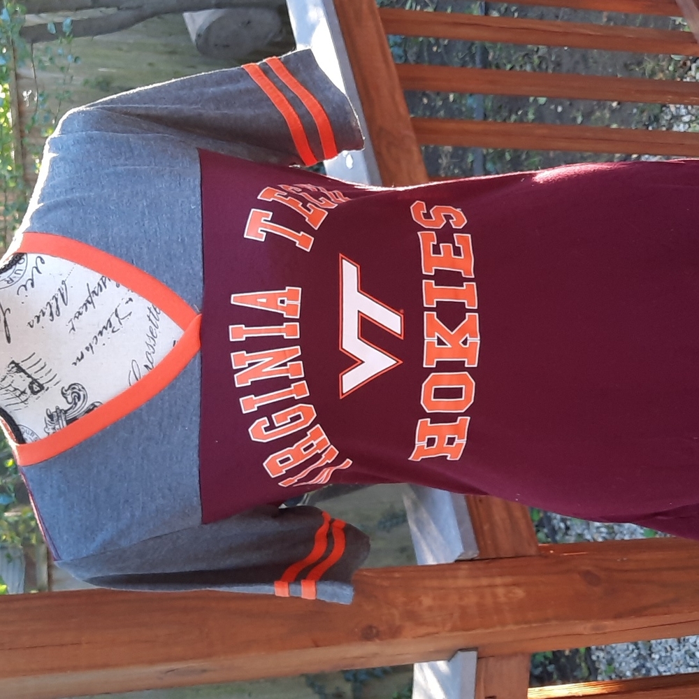 Virginia Tech Hokies V-Neck Fan Tee - Maroon & Gray